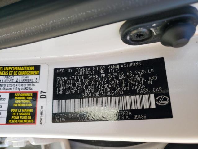 58ADZ1B18LU061813 - 2020 LEXUS ES 350 WHITE photo 12