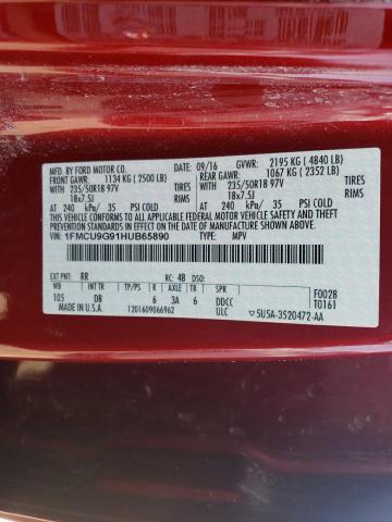 1FMCU9G91HUB65890 - 2017 FORD ESCAPE SE RED photo 13