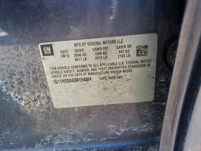 1G11H5SA6DF154384 - 2013 CHEVROLET MALIBU LTZ ნაცრისფერი ფოტო 12