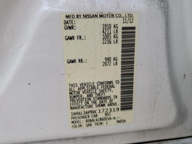 1N4AL3AP9DC172319 - 2013 NISSAN ALTIMA 2.5 WHITE photo 12