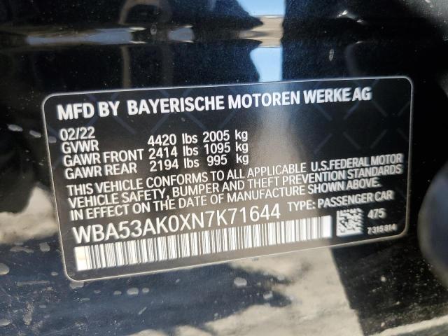 WBA53AK0XN7K71644 - 2022 BMW 228I BLACK photo 12