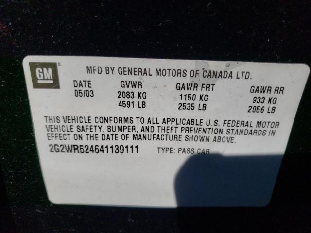 2G2WR524641139111 - 2004 PONTIAC GRAND PRIX GTP BLACK photo 12