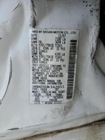 1N6BA07D18N342051 - 2008 NISSAN TITAN XE WHITE photo 13