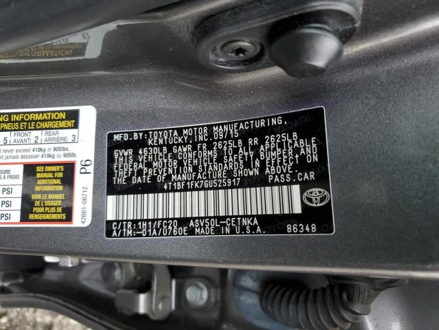 4T1BF1FK7GU525917 - 2016 TOYOTA CAMRY LE GRAY photo 12