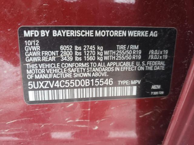 5UXZV4C55D0B15546 - 2013 BMW X5 XDRIVE35I RED photo 14