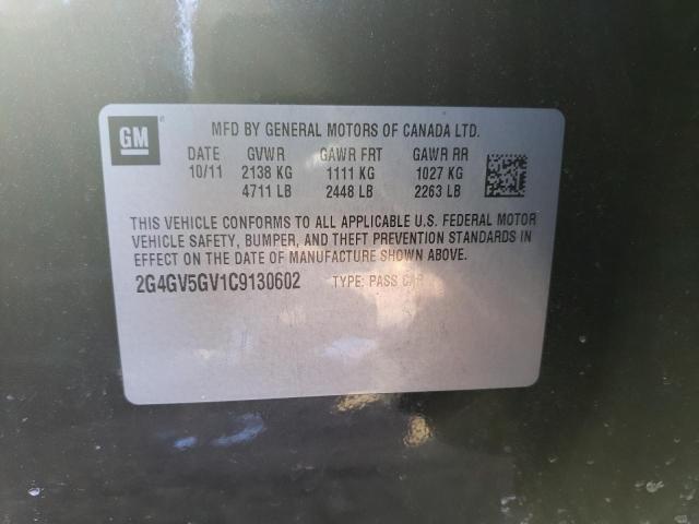 2G4GV5GV1C9130602 - 2012 BUICK REGAL GS შავი ფოტო 12