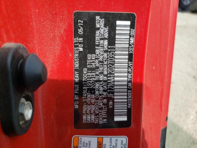 JF1ZNAA12D2703511 - 2013 TOYOTA SCION FR-S RED photo 12