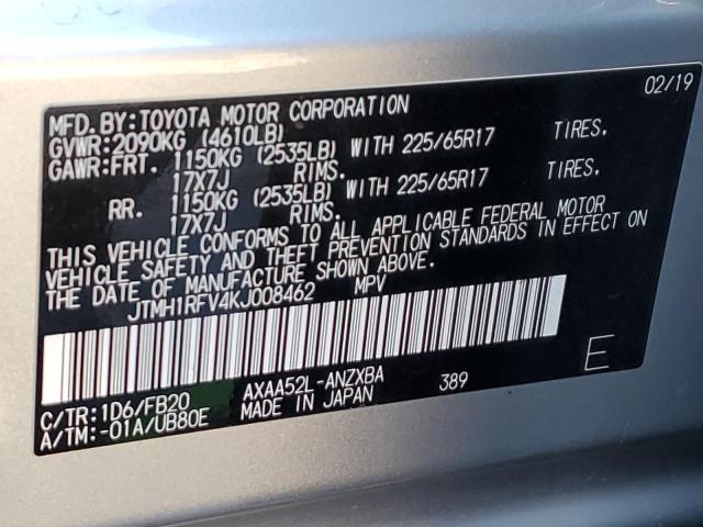 JTMH1RFV4KJ008462 - 2019 TOYOTA RAV4 LE GRAY photo 14