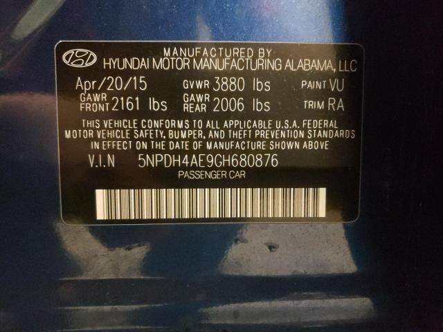 5NPDH4AE9GH680876 - 2016 HYUNDAI ELANTRA SE BLUE photo 12