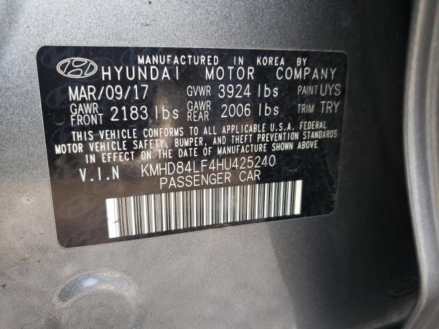 KMHD84LF4HU425240 - 2017 HYUNDAI ELANTRA SE GRAY photo 12