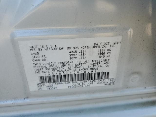 4A3AB36F28E029412 - 2008 MITSUBISHI GALANT ES WHITE photo 12