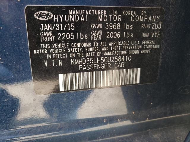 KMHD35LH5GU258410 - 2016 HYUNDAI ELANTRA GT BLUE photo 13