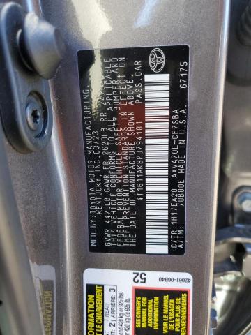 4T1G11AK8PU794181 - 2023 TOYOTA CAMRY SE NIGHT SHADE GRAY photo 13