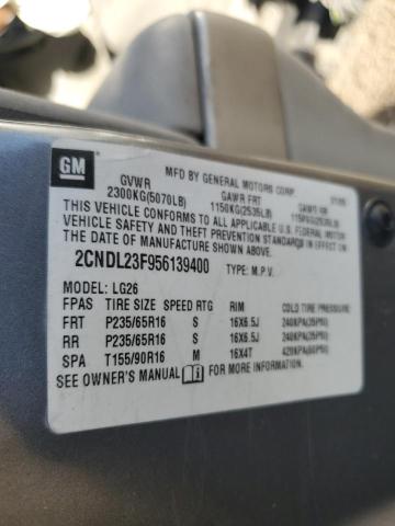 2CNDL23F956139400 - 2005 CHEVROLET EQUINOX LS GRAY photo 12