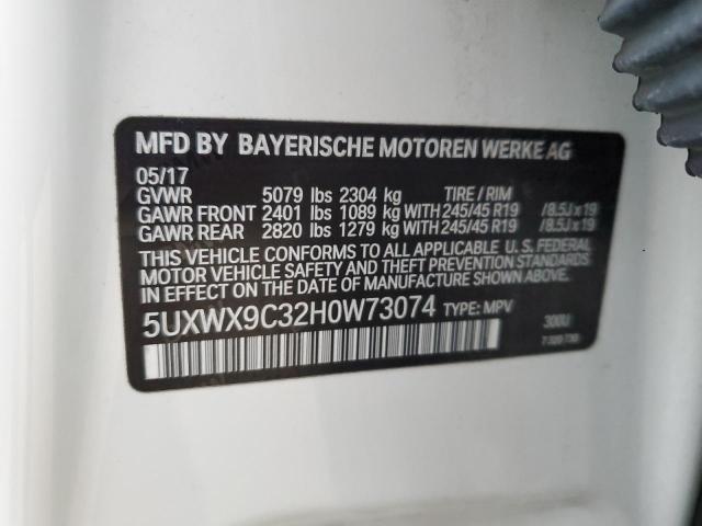 5UXWX9C32H0W73074 - 2017 BMW X3 XDRIVE28I WHITE photo 13