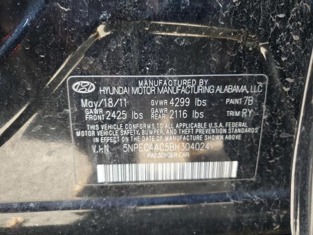 5NPEC4AC5BH304024 - 2011 HYUNDAI SONATA SE BLACK photo 13