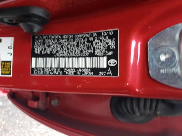 JTDKN3DU3A0242209 - 2010 TOYOTA PRIUS RED photo 12