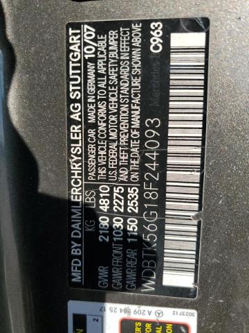 WDBTK56G18F244093 - 2008 MERCEDES-BENZ CLK 350 GRAY photo 12