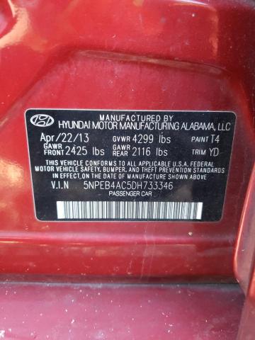 5NPEB4AC5DH733346 - 2013 HYUNDAI SONATA GLS MAROON photo 13