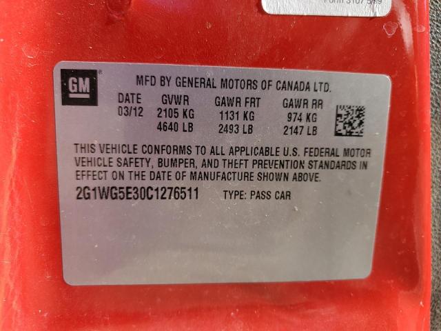 2G1WG5E30C1276511 - 2012 CHEVROLET IMPALA LT RED photo 13