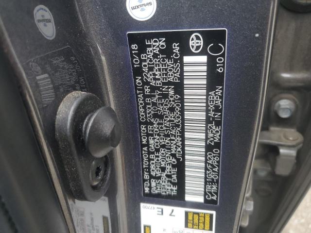 JTDKARFPXJ3099019 - 2018 TOYOTA PRIUS PRIM 灰色 照片 13