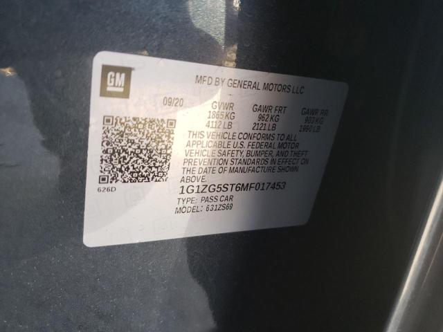 1G1ZG5ST6MF017453 - 2021 CHEVROLET MALIBU RS Графитовый фото 12