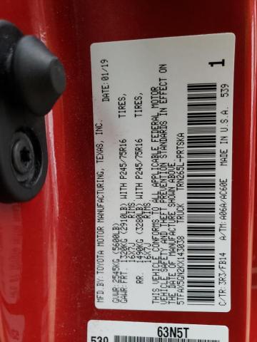 5TFAX5GN2KX143038 - 2019 TOYOTA TACOMA DOUBLE CAB 红色 照片 13