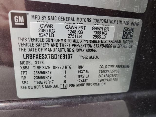 LRBFXESX7GD168197 - 2016 BUICK ENVISION PREMIUM BROWN photo 13