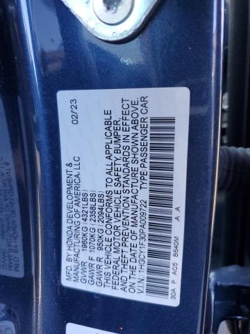 1HGCY1F30PA009722 - 2023 HONDA ACCORD EX BLUE photo 12