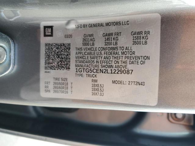 1GTG5CEN2L1229087 - 2020 GMC CANYON SLE GRAY photo 12