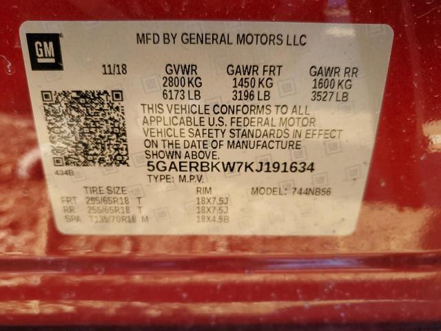 5GAERBKW7KJ191634 - 2019 BUICK ENCLAVE ESSENCE BURGUNDY photo 13