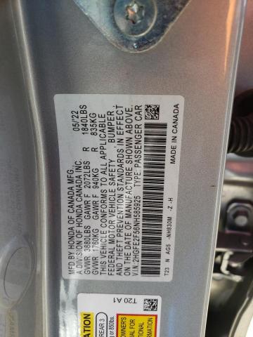 2HGFE2F56NH585925 - 2022 HONDA CIVIC SPORT SILVER photo 13