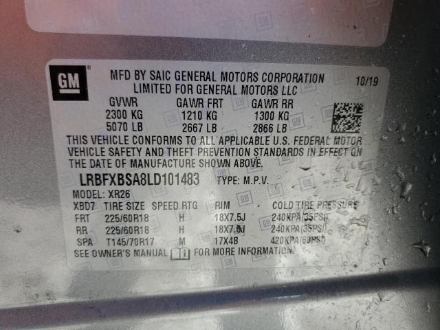 LRBFXBSA8LD101483 - 2020 BUICK ENVISION PREFERRED 银色 照片 12