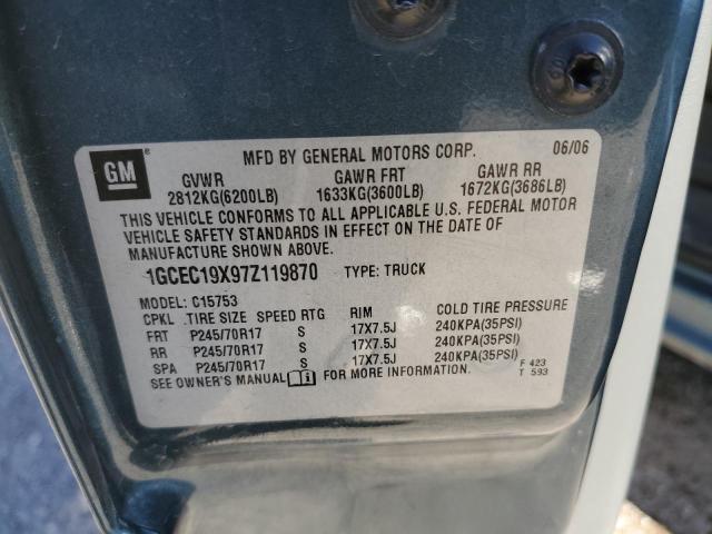 1GCEC19X97Z119870 - 2007 CHEVROLET SILVERADO C1500 CLASSIC BLUE photo 12