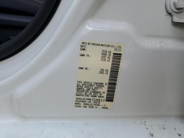 1N4AL4CV4NN358812 - 2022 NISSAN ALTIMA SR WHITE photo 13