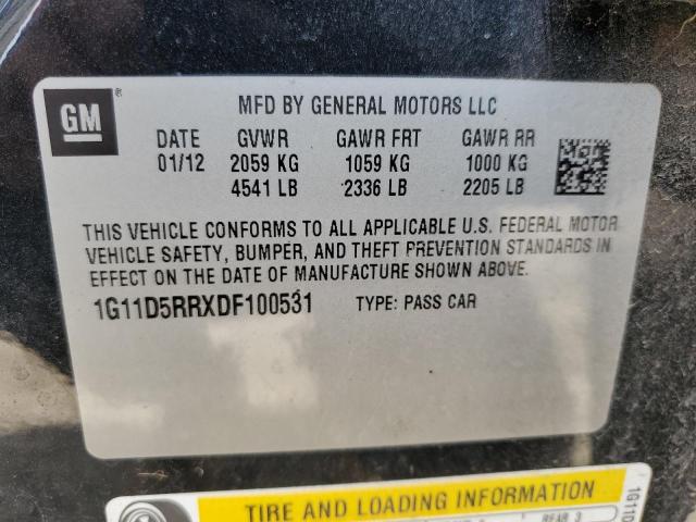 1G11D5RRXDF100531 - 2013 CHEVROLET MALIBU 1LT 黑色 照片 12