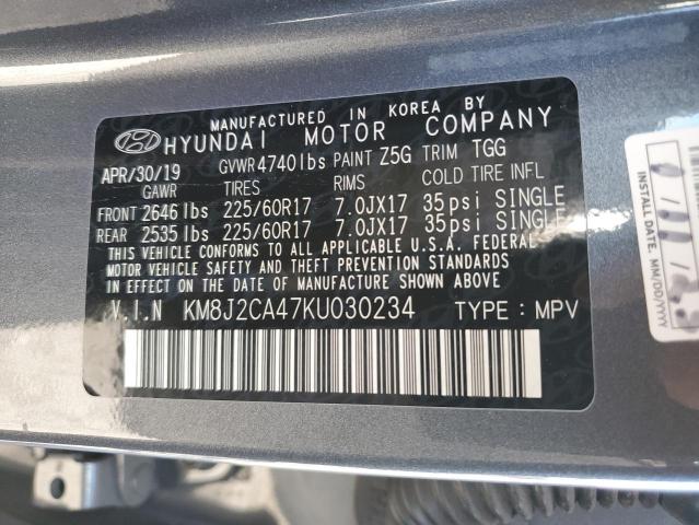 KM8J2CA47KU030234 - 2019 HYUNDAI TUCSON SE SILVER photo 12