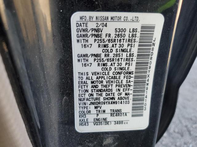 JN8DR09YX4W914103 - 2004 NISSAN PATHFINDER LE BLACK photo 13