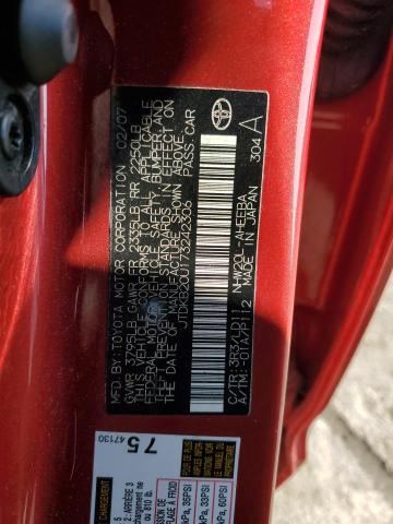 JTDKB20U173242306 - 2007 TOYOTA PRIUS RED photo 12