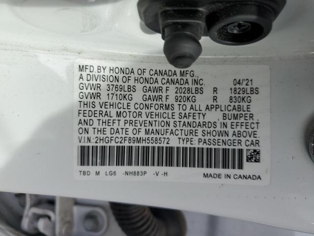 2HGFC2F89MH558572 - 2021 HONDA CIVIC SPORT 白色 照片 12