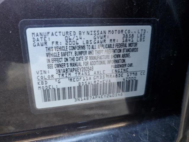 3N1AB7AP4EY260548 - 2014 NISSAN SENTRA S CHARCOAL photo 13