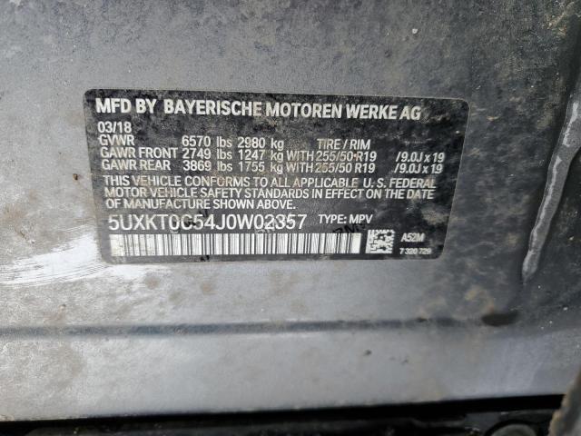 5UXKT0C54J0W02357 - 2018 BMW X5 XDR40E CHARCOAL photo 13