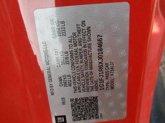 1G1FJ1R6XJ0184667 - 2018 CHEVROLET CAMARO ZL1 红色 照片 12