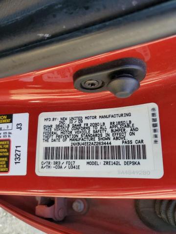 1NXBU4EE2AZ263444 - 2010 TOYOTA COROLLA BASE RED photo 12