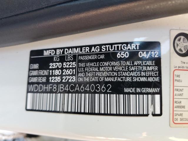 WDDHF8JB4CA640362 - 2012 MERCEDES-BENZ E 350 4MATIC WHITE photo 12