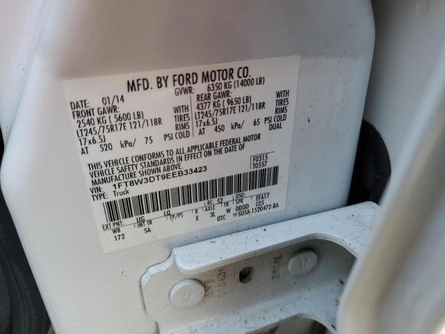 1FT8W3DT9EEB33423 - 2014 FORD F350 SUPER DUTY WHITE photo 12