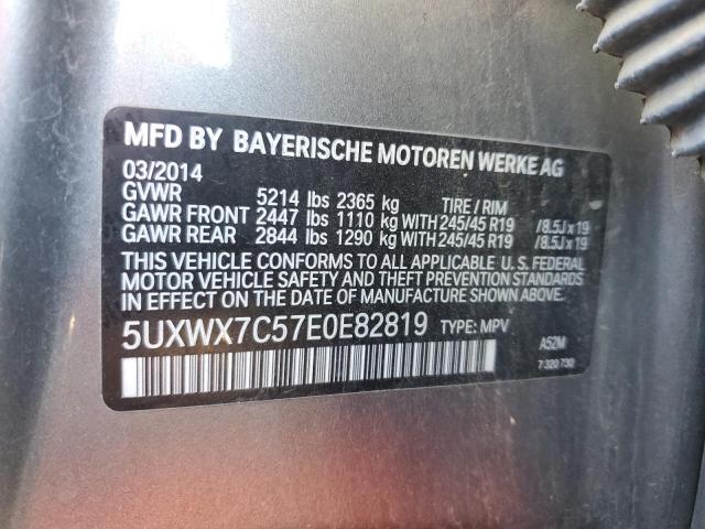 5UXWX7C57E0E82819 - 2014 BMW X3 XDRIVE35I GRAY photo 12