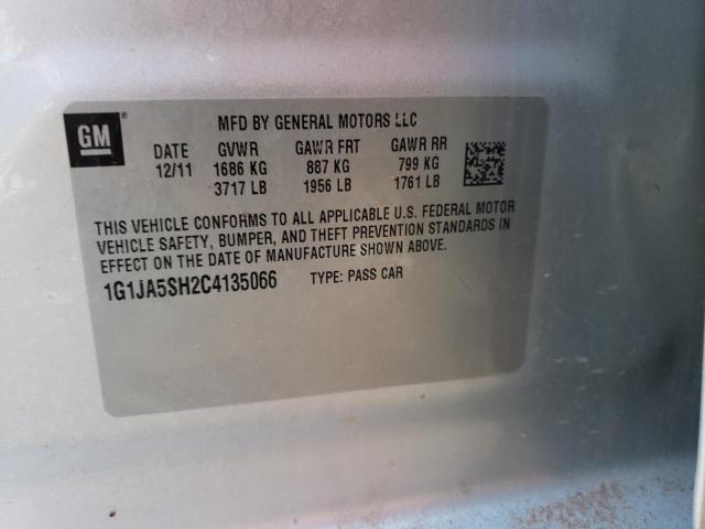 1G1JA5SH2C4135066 - 2012 CHEVROLET SONIC LS 银色 照片 12