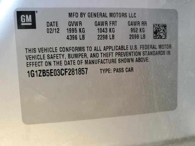 1G1ZB5E03CF281857 - 2012 CHEVROLET MALIBU LS SILVER photo 12