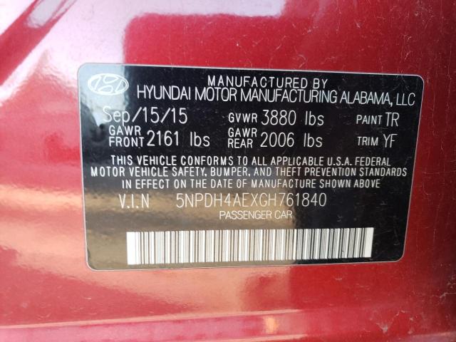 5NPDH4AEXGH761840 - 2016 HYUNDAI ELANTRA SE RED photo 12